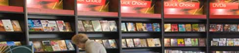 Shelves in a library